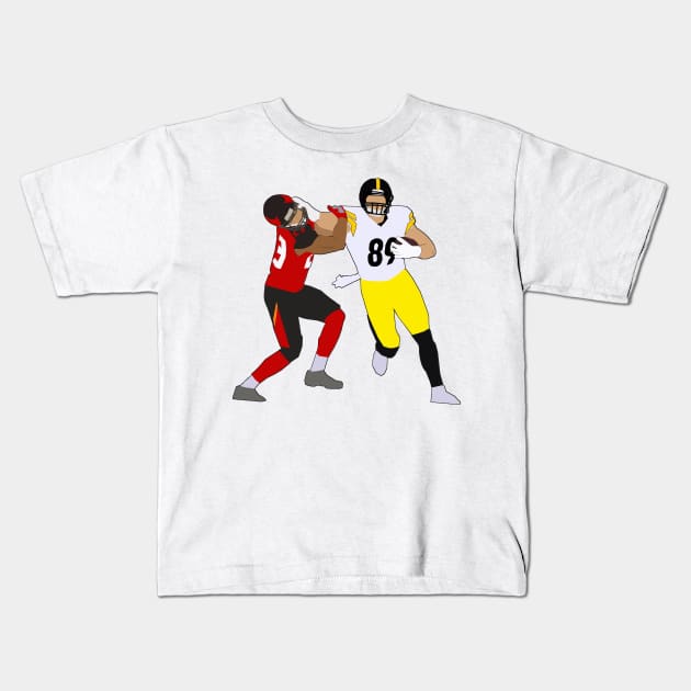 Vance McDonald Stiff Arm - Pittsburgh Steelers Kids T-Shirt by xavierjfong